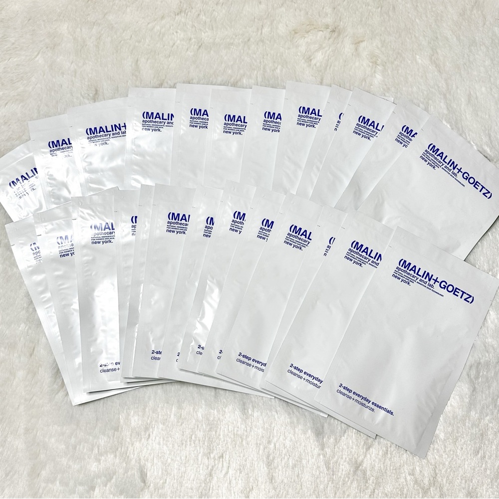 NEW 25 Lot Malin + Goetz 2-Step Facial Cleanse & Moisturize Pads